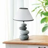 Creekwood Home Priva 14.7in Contemporary Ceramic Stacking Stones Table Desk Lamp, Gray CWT-2015-GY